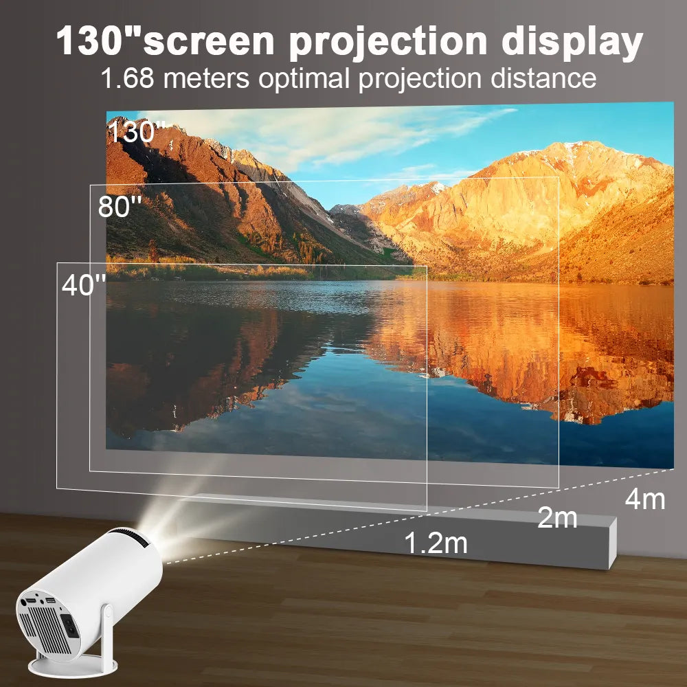 Transpeed HY300 screen mirroring system Projector 1280*720P 4K dual Wifi  200ANSI 180° flexible BT5.0 Outdoor portable Projector